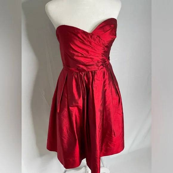 Eliza J | Dresses | Eliza J Womens Size 6 Strapless Cocktail Dress Short  With Pockets Red Silk 2232